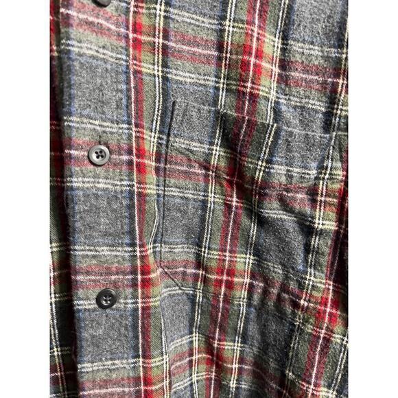 LL Bean Shirt Mens L Gray Button Down Flannel Plaid Long Sleeve Traditional Fit - Picture 4 of 5